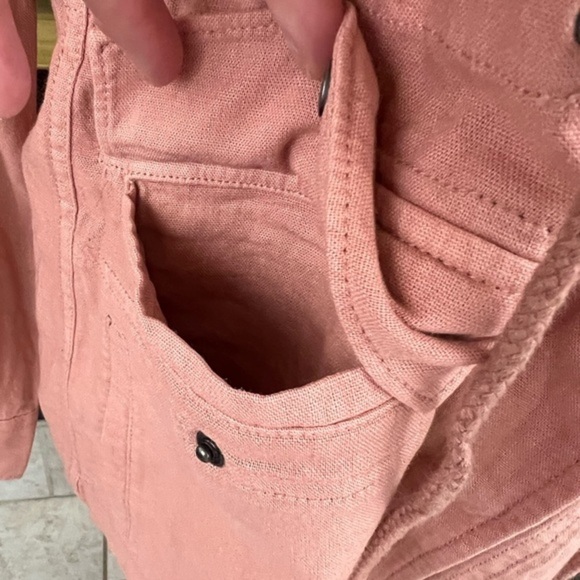 New Directions Dusty Apricot Pink Lightweight Linen  blend Jacket with 6 Pockets - Picture 13 of 16